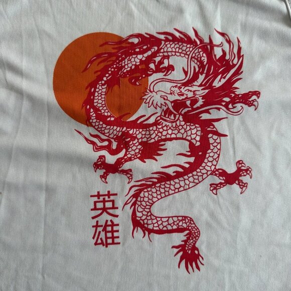 SHEIN | Cropped Tank Top | Small | White/Red - Dragon print | Stretch Cotton - Picture 7 of 13